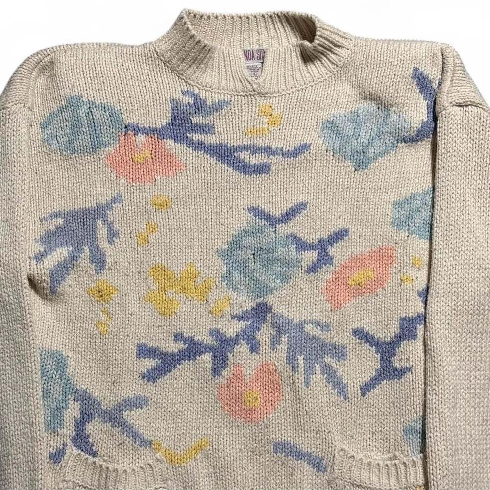 Linda Smith Vintage Silk Blend Pastel Floral Knit Sweater